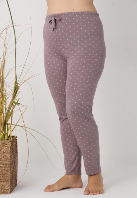 Pantaloni de Pijama Dama Lungi,Big Size,Culoare Gri Inchis cu Roz, Engros